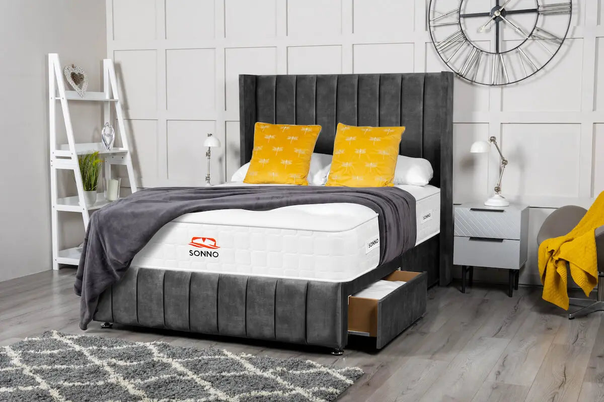 Cidra Wingback Divan Bed Charcoal Coniston Sonno