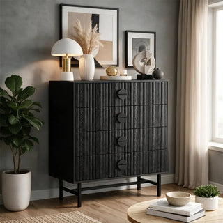 Noir 4 Drawers Chest - Black