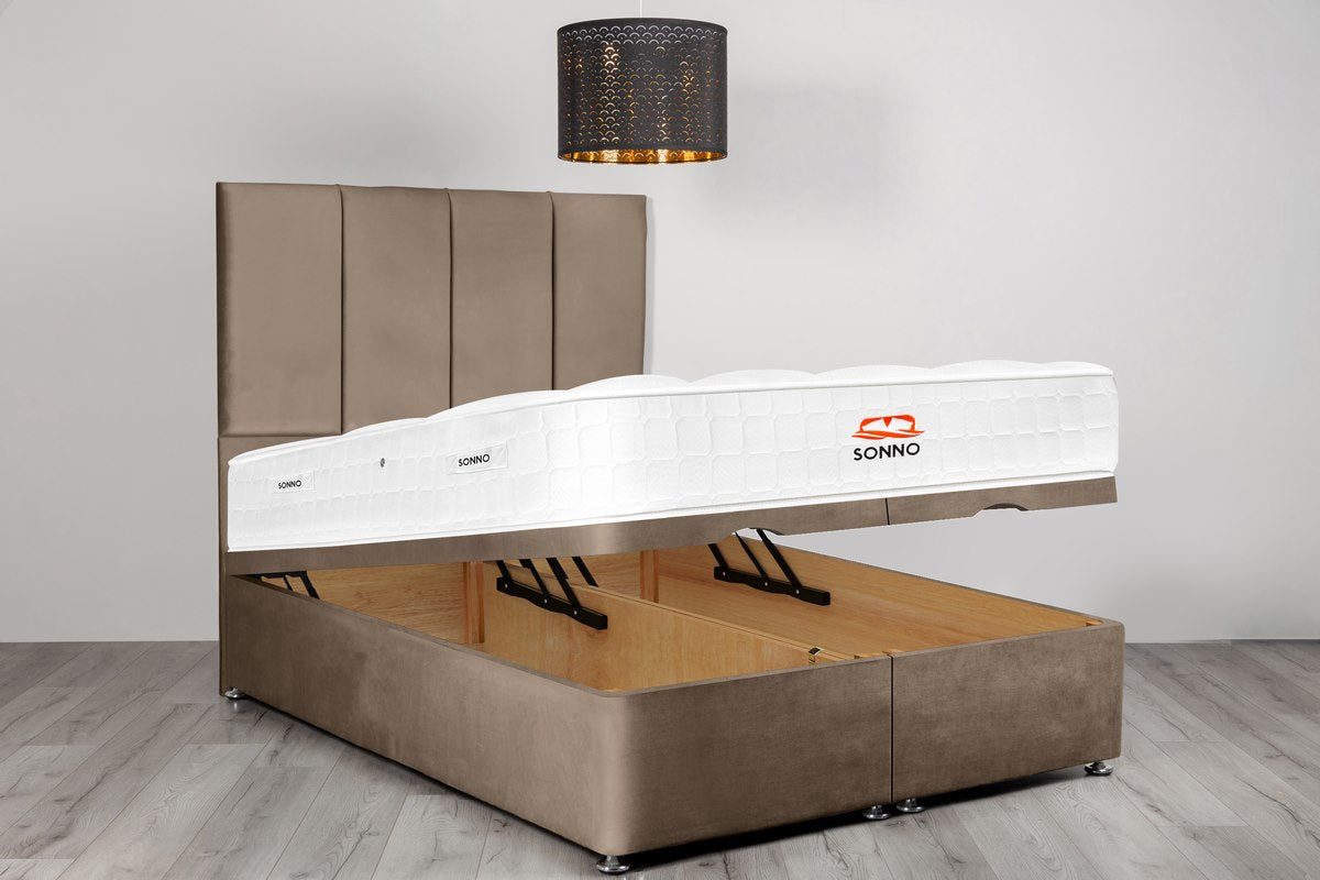 Victoria Ottoman Divan Bed Mink Plush Velvet Sonno