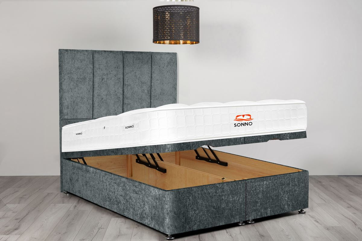 Victoria Ottoman Divan Bed Charcoal Chenille Sonno