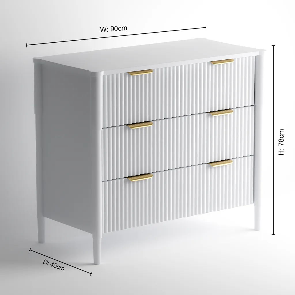 Ascot 3 Drawers Chest - White