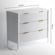 Ascot 3 Drawers Chest - White