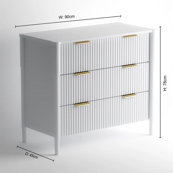 Ascot 3 Drawers Chest - White