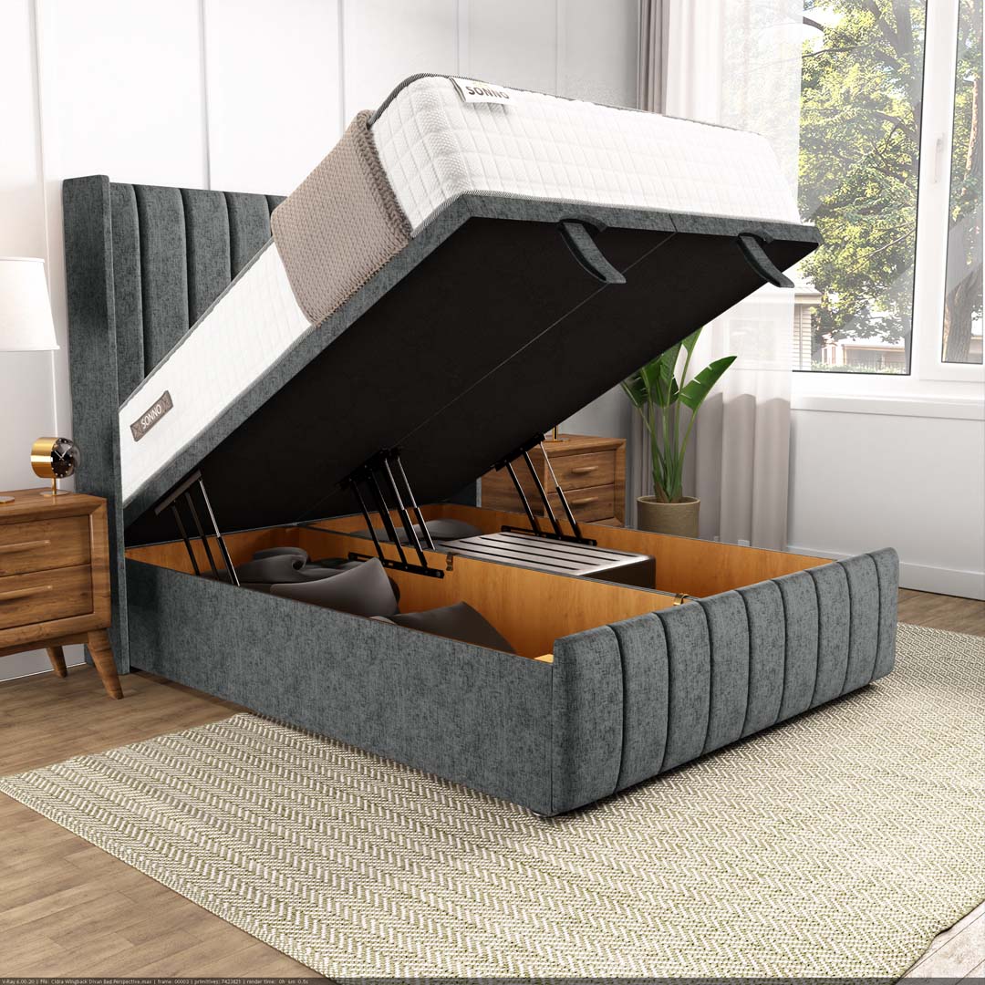 Cidra Wingback Ottoman Divan Bed