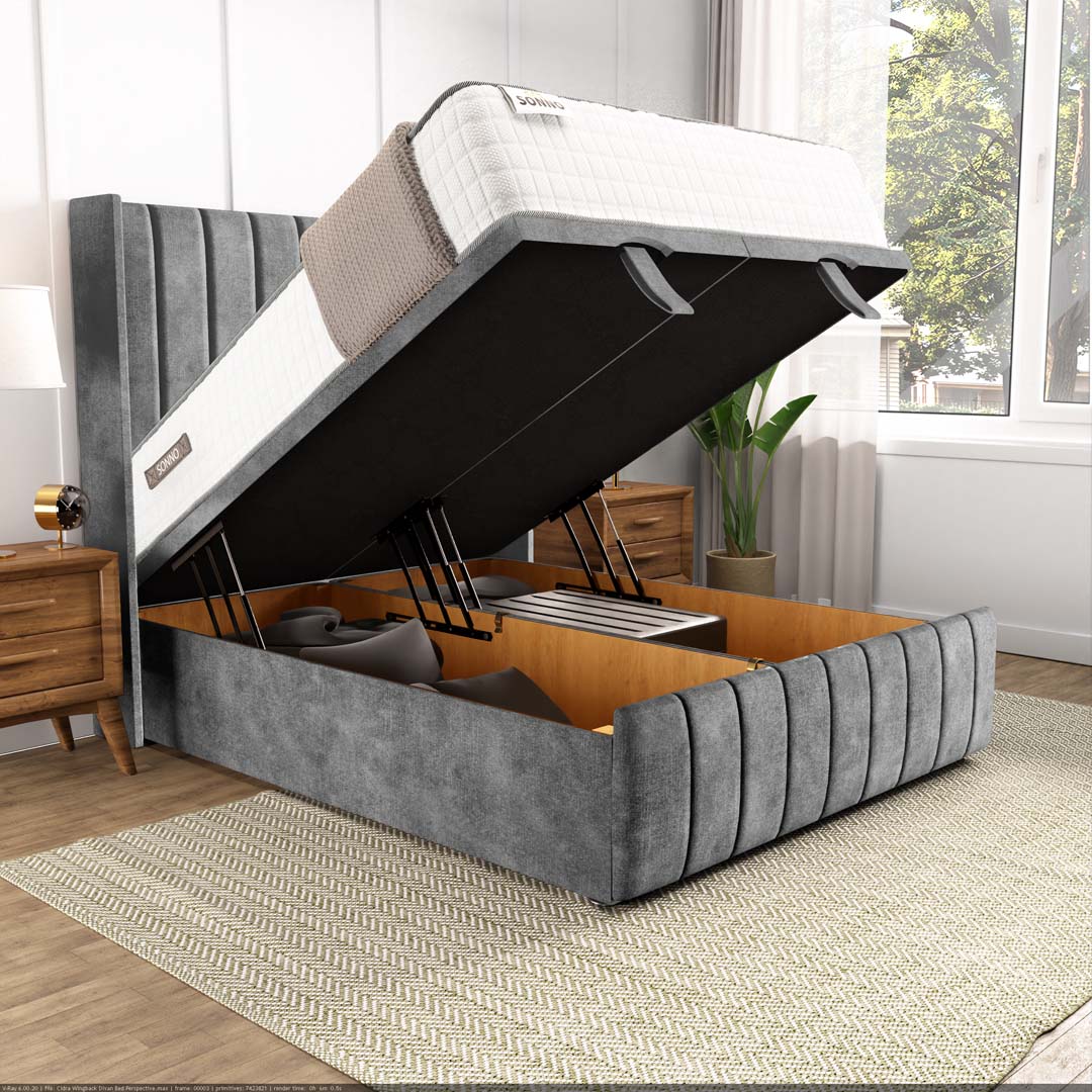 Cidra Wingback Ottoman Divan Bed