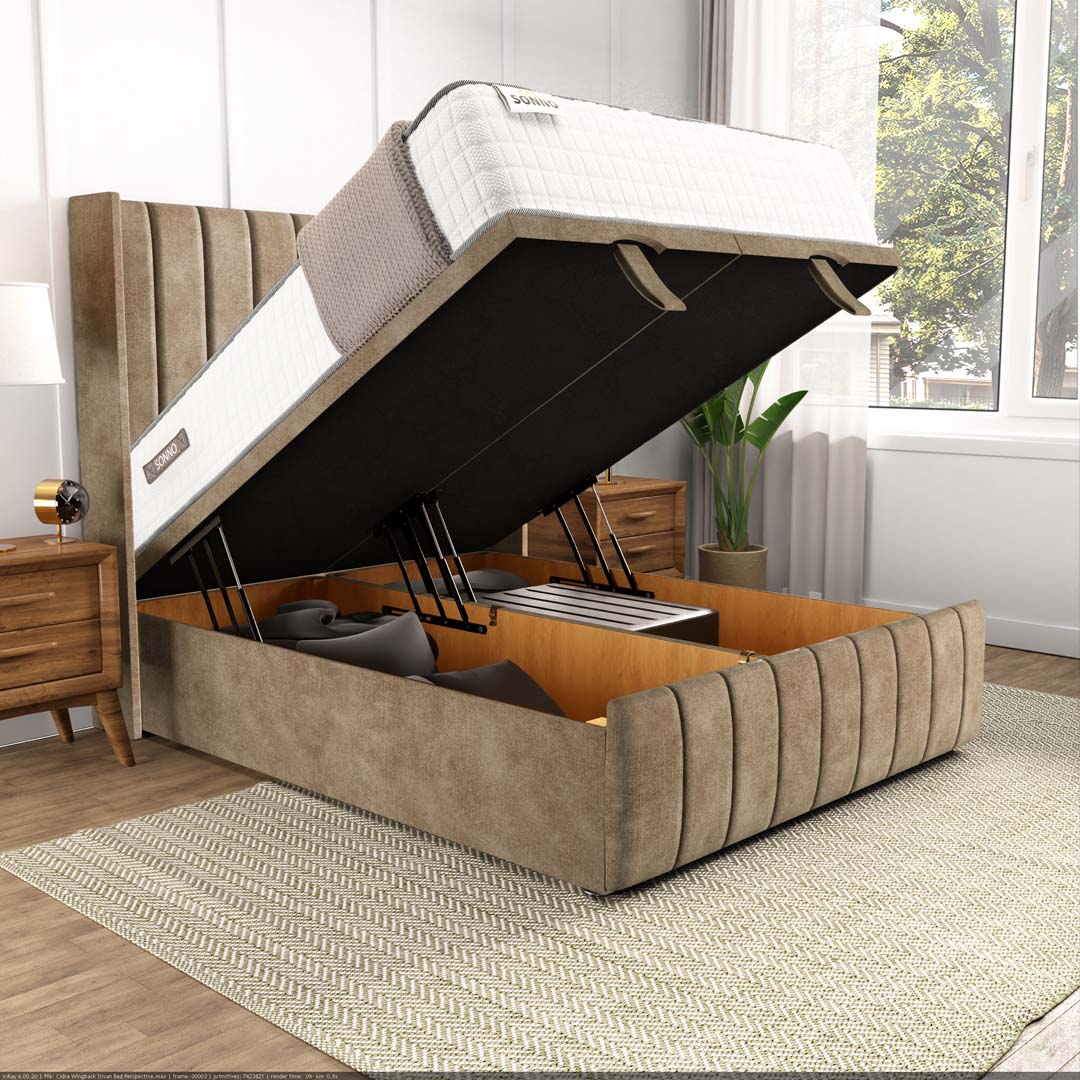 Cidra Wingback Ottoman Divan Bed