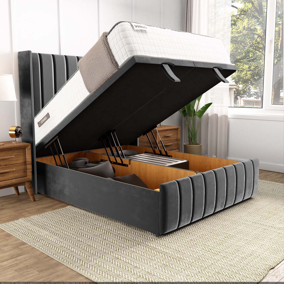 Cidra Wingback Ottoman Divan Bed