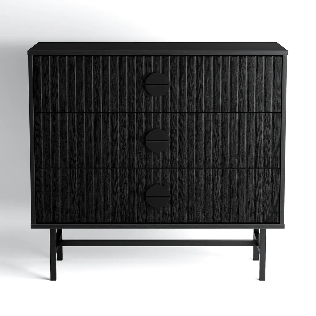 Noir 3 Drawers Chest - Black