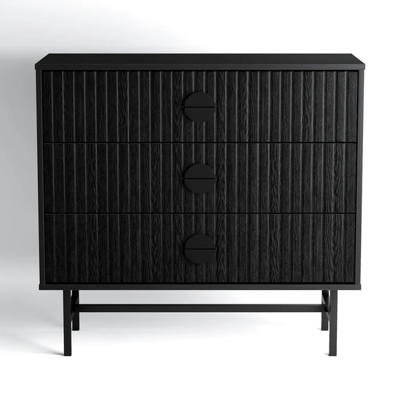 Noir 3 Drawers Chest - Black
