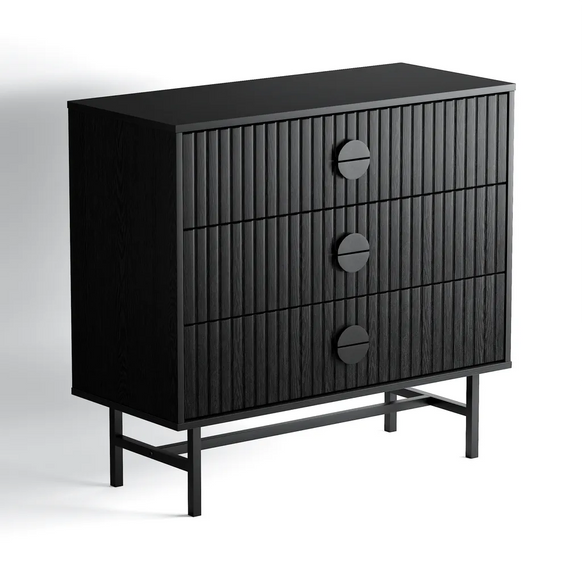 Noir 3 Drawers Chest - Black