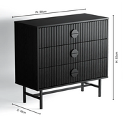 Noir 3 Drawers Chest - Black