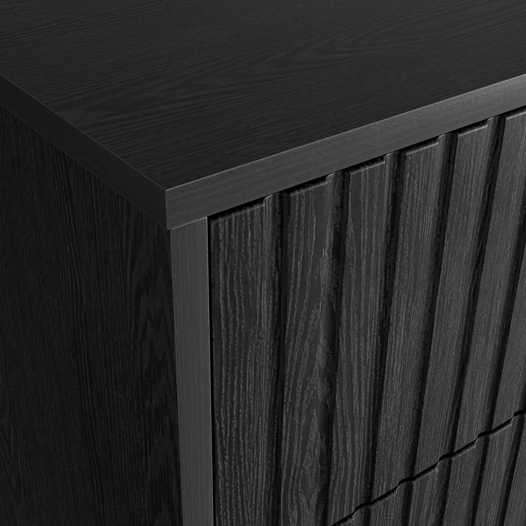 Noir 3 Drawers Chest - Black