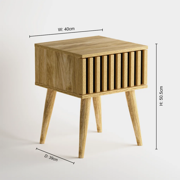 Flute Bedside Table - Natural