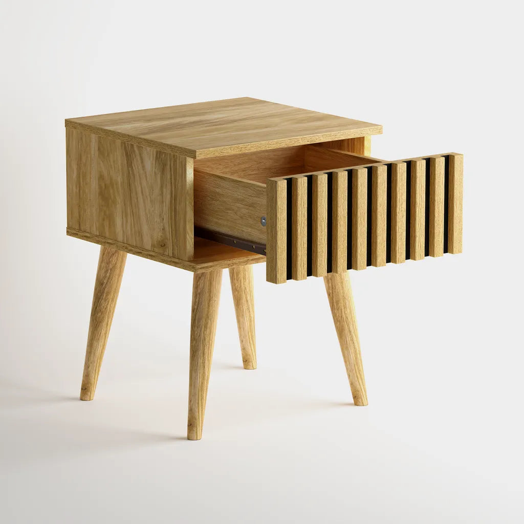 Flute Bedside Table - Natural