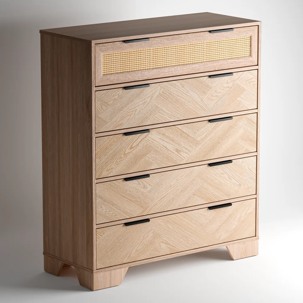 Mayfair 5 Drawers Chest - Natural