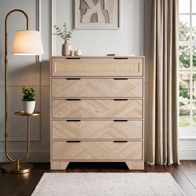 Mayfair 5 Drawers Chest - Natural