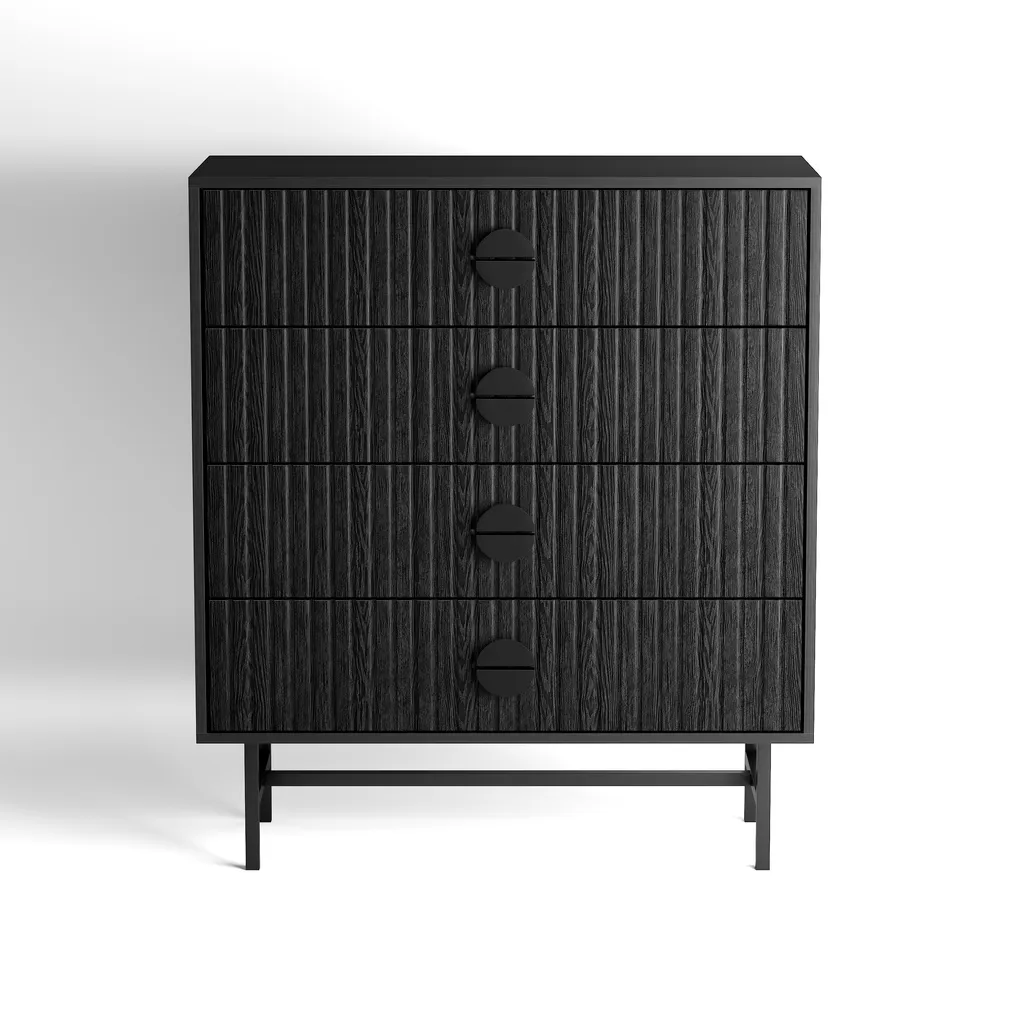 Noir 4 Drawers Chest - Black