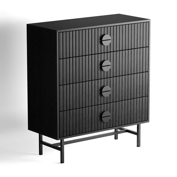 Noir 4 Drawers Chest - Black