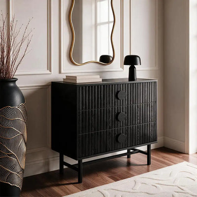 Noir 3 Drawers Chest - Black