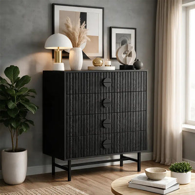 Noir 4 Drawers Chest - Black