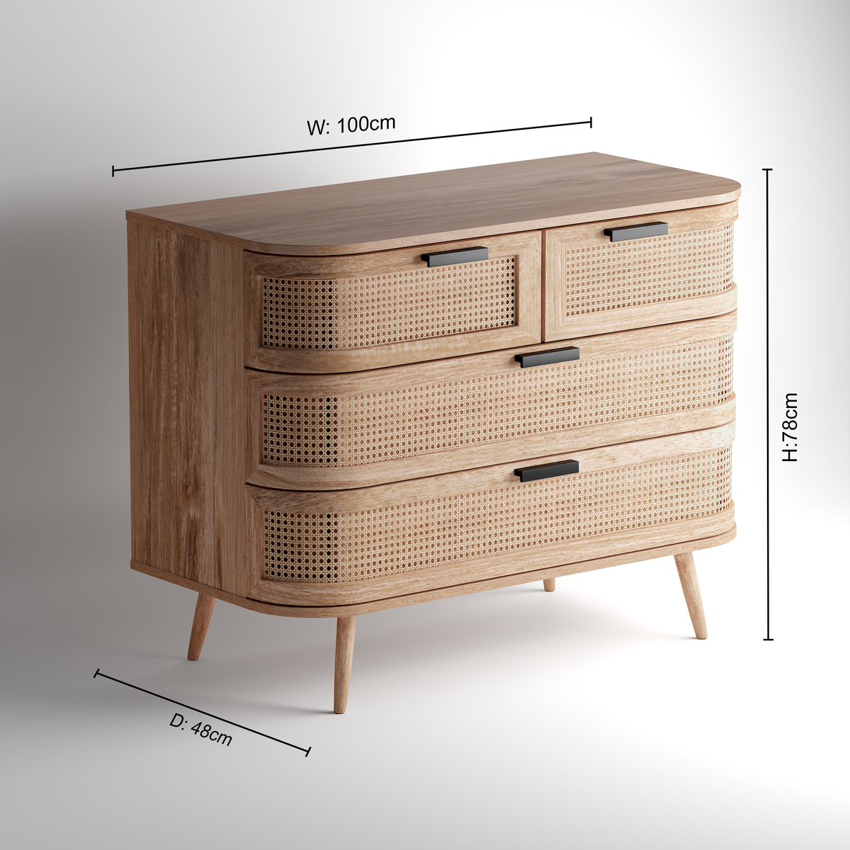 Portobello 2+2 Drawer Chest - Natural