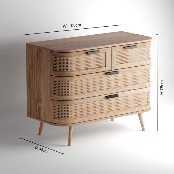 Portobello 2+2 Drawer Chest - Natural