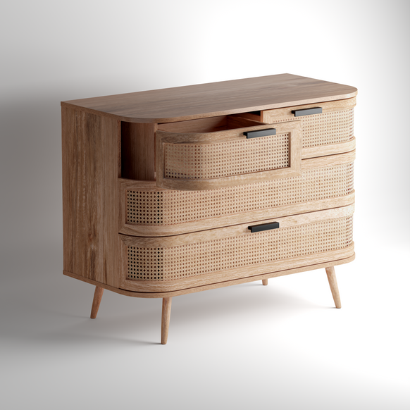 Portobello 2+2 Drawer Chest - Natural