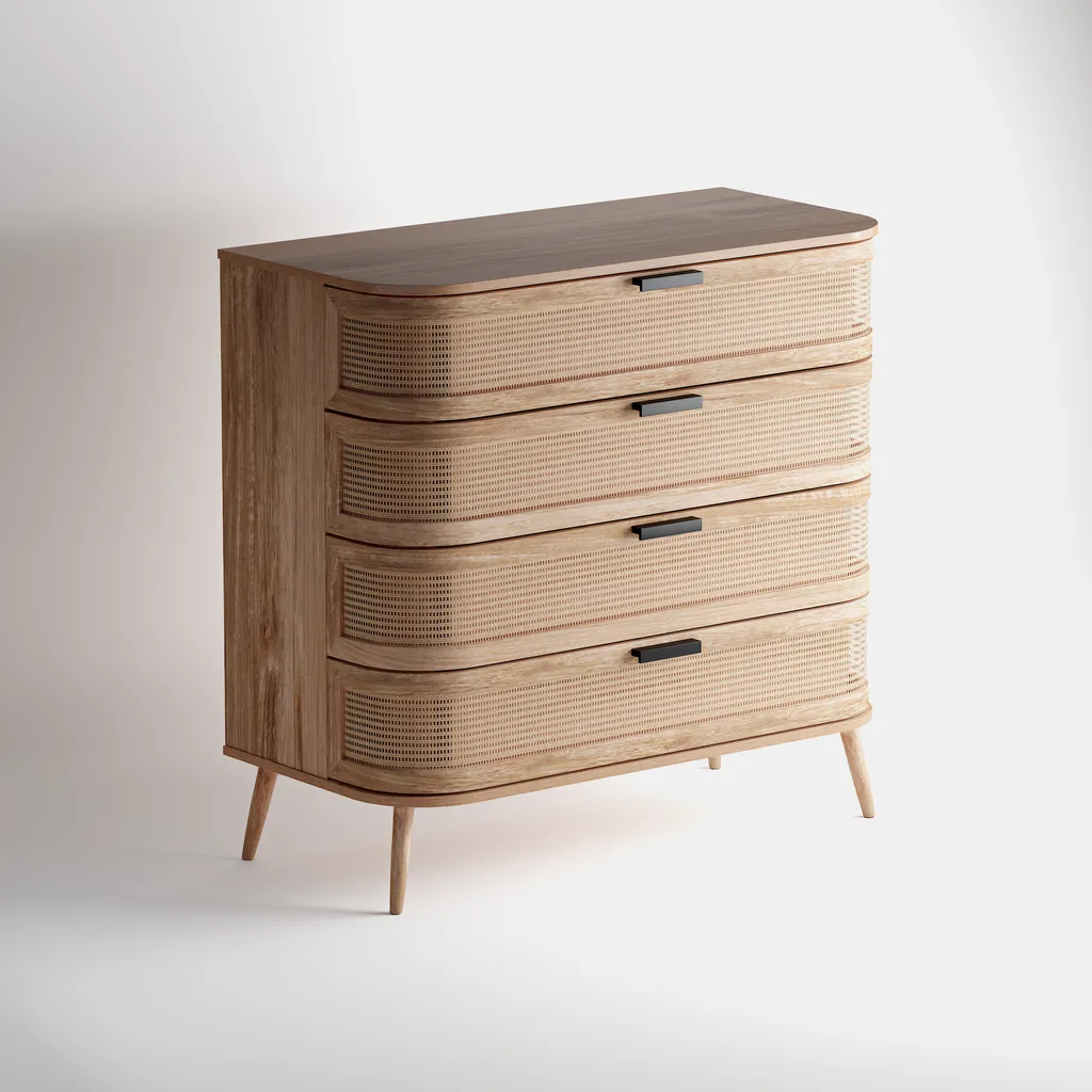 Portobello 4 Drawers Chest - Natural