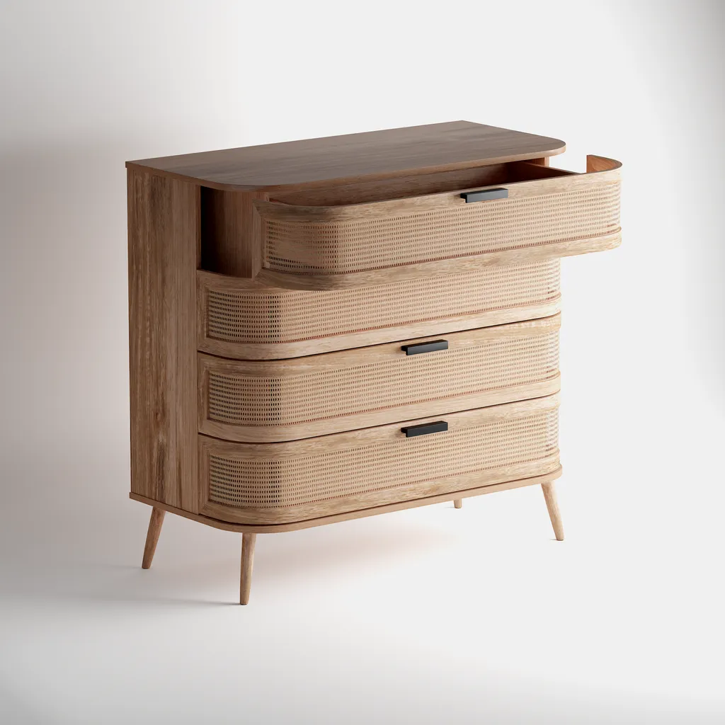 Portobello 4 Drawers Chest - Natural