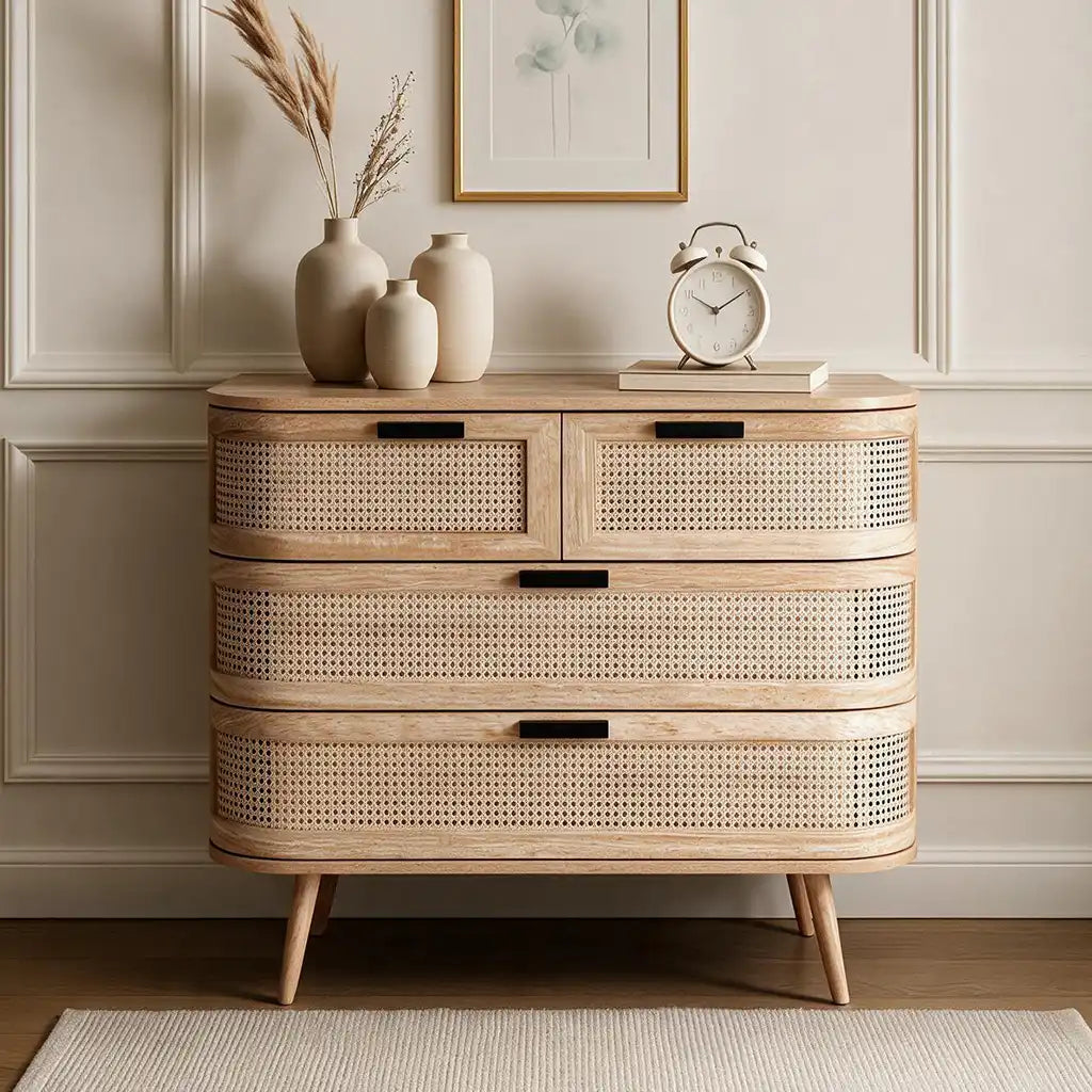 Portobello 2+2 Drawer Chest - Natural