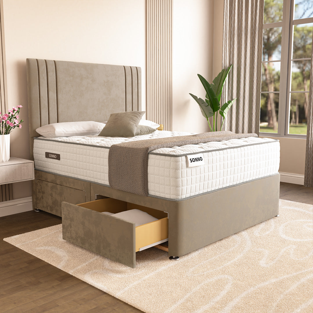 Rome Divan Bed - Mink Plush Velvet – Sonno