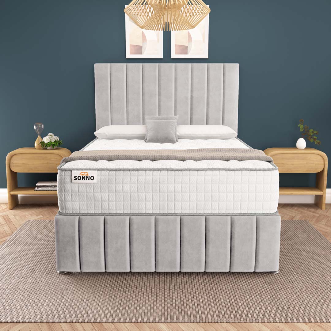 [正規品] Davena SPHINX [Blue / Silver] 60523-703■日本で唯一のDavena総代理店 ガラージュアン Duck Egg Fabric Divan \u0026 Cornell Line Headboard | Happy Beds