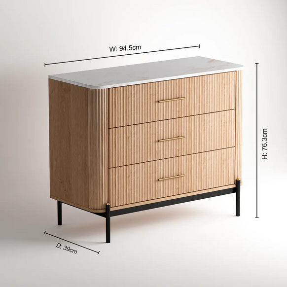 Windsor 3 Drawers Chest  - Natural