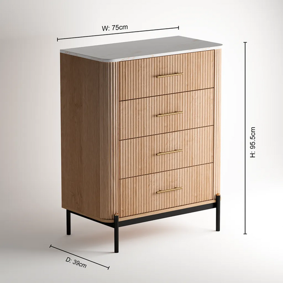 Windsor 4 Drawers Chest - Natural